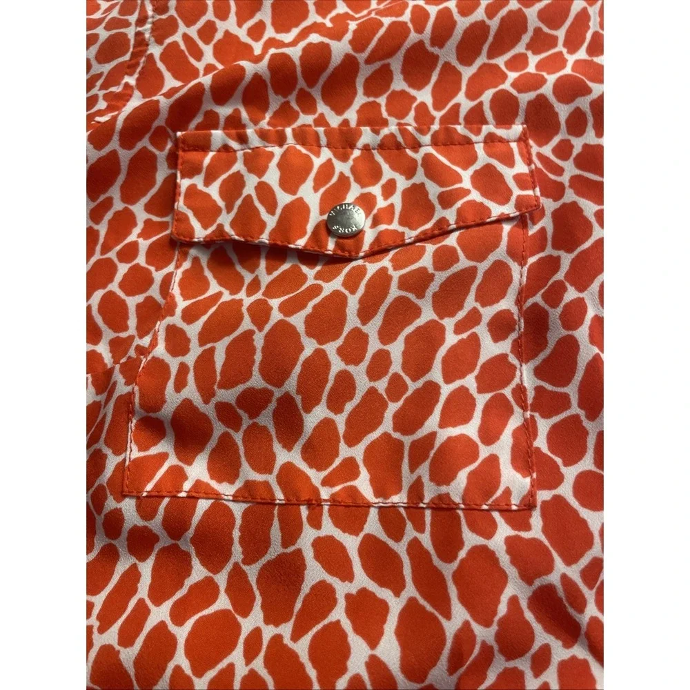 Michael Kors Women's Blouse Large Orange And White Design
